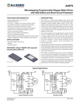 Microstepping Programmable Stepper Motor Driver with Stall Detect and Short Circuit Protection