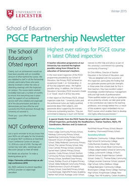 PGCE Newsletter Winter 2015 V2.Indd