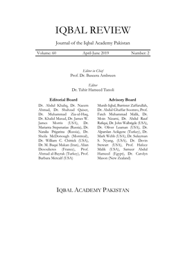 IQBAL REVIEW Journal of the Iqbal Academy Pakistan