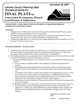 Procedural Guid for Final Plats