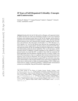 25 Years of Self-Organized Criticality: Concepts and Controversies 3 Troversy