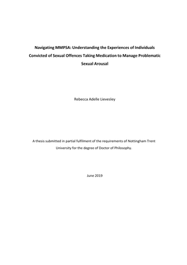 Understanding the Experiences of Individuals Convicted of Sexual Offences Taking Medication to Manage Problematic Sexual Arousal