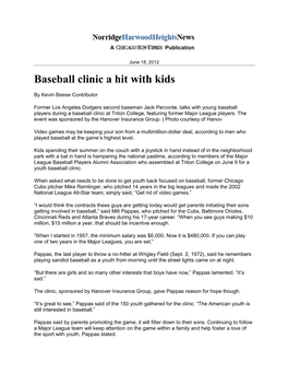 Baseball Clinic a Hit with Kids