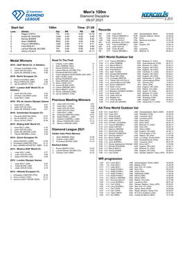 Men's 100M Diamond Discipline 09.07.2021