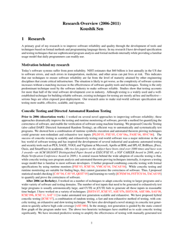 Koushik Sen's Research Statement