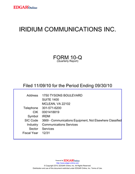 Iridium Communications Inc