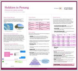 STRUGGLES of a MINOR LANGUAGE Carmen Lim, Lynsey Wolter, Department of English