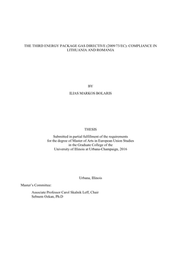 The Third Energy Package Gas Directive (2009/73/Ec): Compliance in Lithuania and Romania