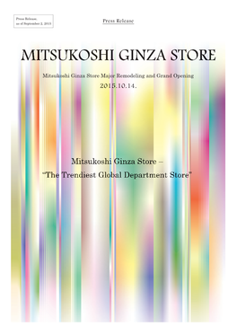 Press Release Mitsukoshi Ginza Store Major Remodeling and Grand Opening