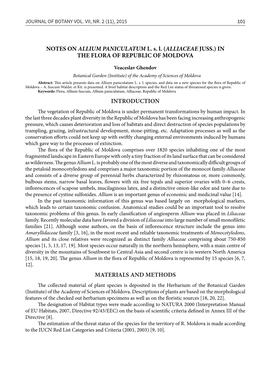 NOTES on ALLIUM PANICULATUM L. S. L. (ALLIACEAE JUSS.) in the FLORA of REPUBLIC of MOLDOVA