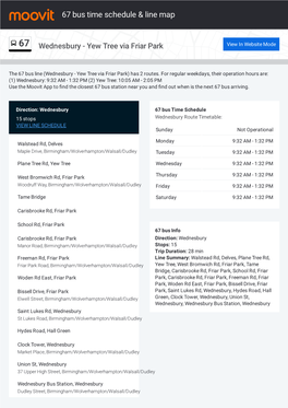 67 Bus Time Schedule & Line Route