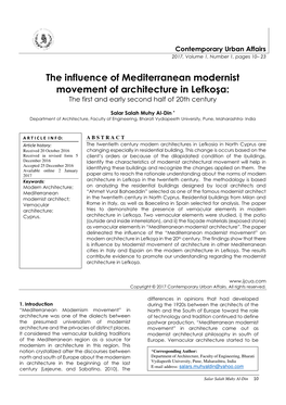 The Influence of Mediterranean Modernist Movement of Architecture in Lefkoşa: the First and Early Second Half of 20Th Century