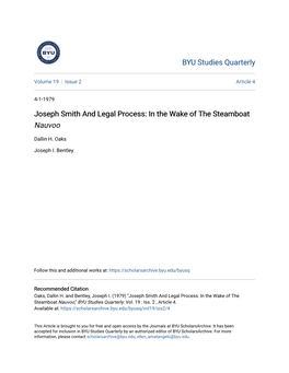 Joseph Smith and Legal Process: in the Wake of the Steamboat Nauvoo