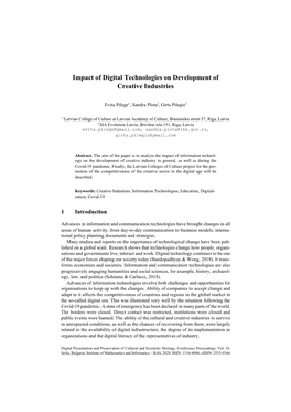Impact of Digital Technologies on Development of Creative Industries
