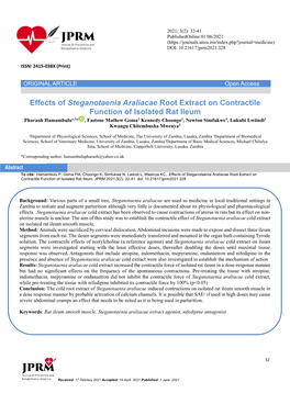 Effects of Steganotaenia Araliacae Root Extract on Contractile Function