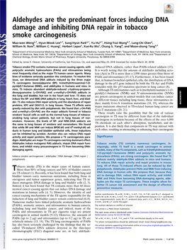 Aldehydes Are the Predominant Forces Inducing DNA Damage and Inhibiting DNA Repair in Tobacco Smoke Carcinogenesis