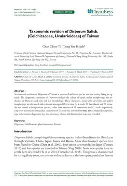 Taxonomic Revision of Disporum Salisb