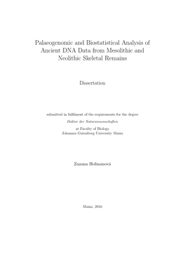 Palaeogenomic and Biostatistical Analysis of Ancient DNA Data from Mesolithic and Neolithic Skeletal Remains