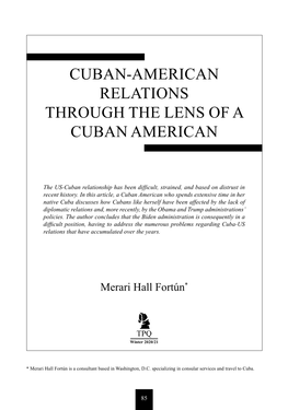 Cuban-American Relations Through the Lens of a Cuban American