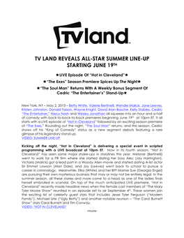 Tv Land Reveals All-Star Summer Line-Up Starting June 19Th