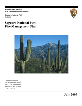 Saguaro National Park Fire Management Plan July 2007