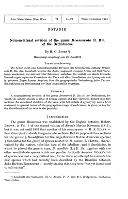 Nomenclatural Revision of the Genus Brassavola R. BR. of the Orchidaceae