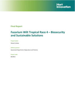Fusarium Wilt Tropical Race 4 – Biosecurity and Sustainable Solutions