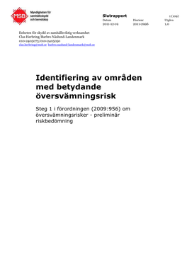 Identifiering Av Områden Med Betydande Översvämningsrisk