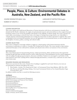 Environmental Debates in Australia, New Zealand, and the Pacific Rim