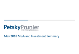 May 2018 M&A and Investment Summary