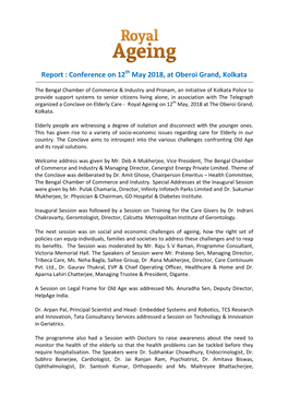 Report : Conference on 12Th May 2018, at Oberoi Grand, Kolkata