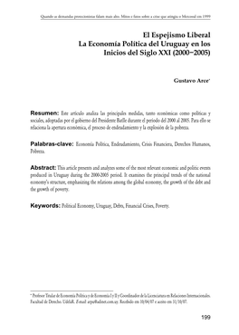 El Espejismo Liberal La Economía Política Del Uruguay En Los Inicios Del Siglo XXI (2000−2005)