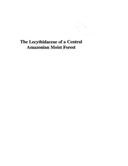 The Lecythidaceae of a Central Amazonian Moist Forest Memoirs of the New York Botanical Garden