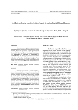 Lepidoptera V.45, N.12, P.2113-2120,(Insecta) Associated Dez, 2015 with Soybean in Argentina, Brazil, Chile and Uruguay