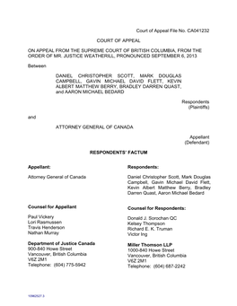 Court of Appeal File No. CA041232 COURT of APPEAL on APPEAL