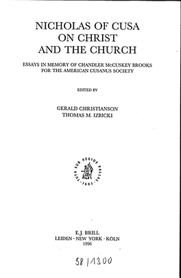Nicholas of Cusa on Christ and the Church
