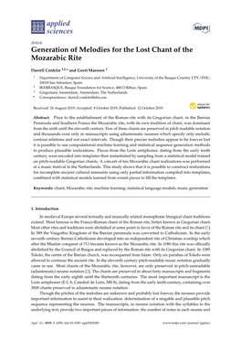 Generation of Melodies for the Lost Chant of the Mozarabic Rite