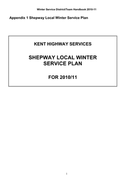 Shepway Local Winter Service Plan