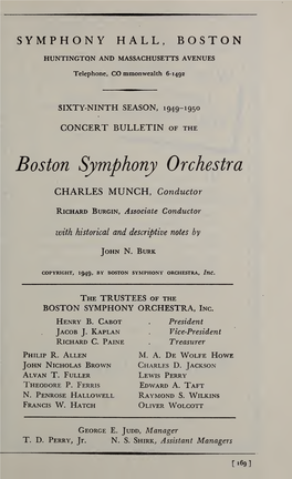 Boston Symphony Orchestra Concert Programs, Season 69, 1949-1950, Subscription