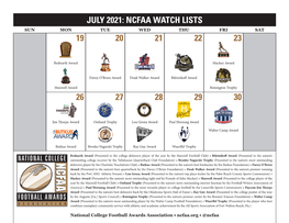 Ncfaa Watch Lists Sun Mon Tue Wed Thu Fri Sat 19 20 21 22 23