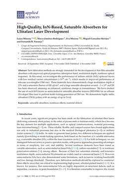 High-Quality, Inn-Based, Saturable Absorbers for Ultrafast Laser Development