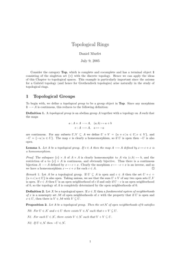 Topological Rings