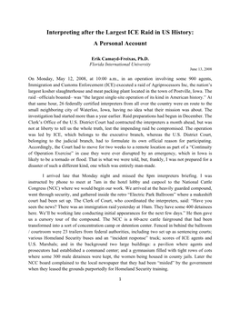 Interpreting After the Largest ICE Raid in US History: a Personal Account