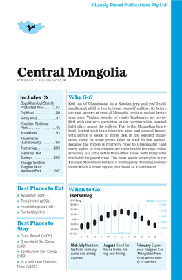 Central Mongolia POP 298,500 / AREA 199,000 SQ KM