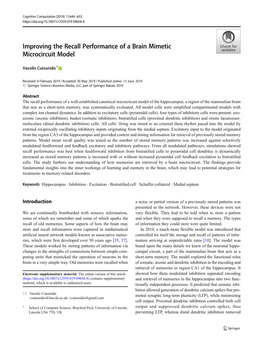 Improving the Recall Performance of a Brain Mimetic Microcircuit Model