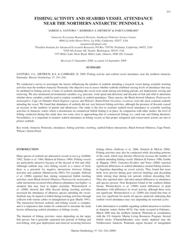 Fishing Activity and Seabird Vessel Attendance Near the Northern Antarctic Peninsula