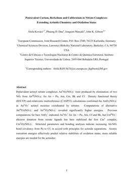 Pentavalent Curium, Berkelium and Californium in Nitrate Complexes: Extending Actinide Chemistry and Oxidation States