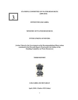 (2009-2010) Fifteenth Lok Sabha Ministry of Water Resources Inter Linking of Rivers