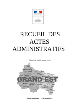 Recueil Des Actes Administratifs