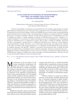 Evaluation of Functioning of Mitochondrial Electron Transport Chain with NADH and FAD Autofluorescence